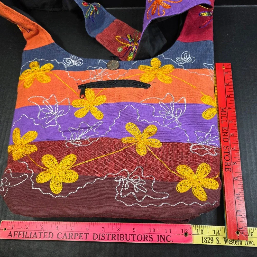 Patchwork Crossbody Hobo Bag Womens Large Multicolor Floral‎ Embroidered
